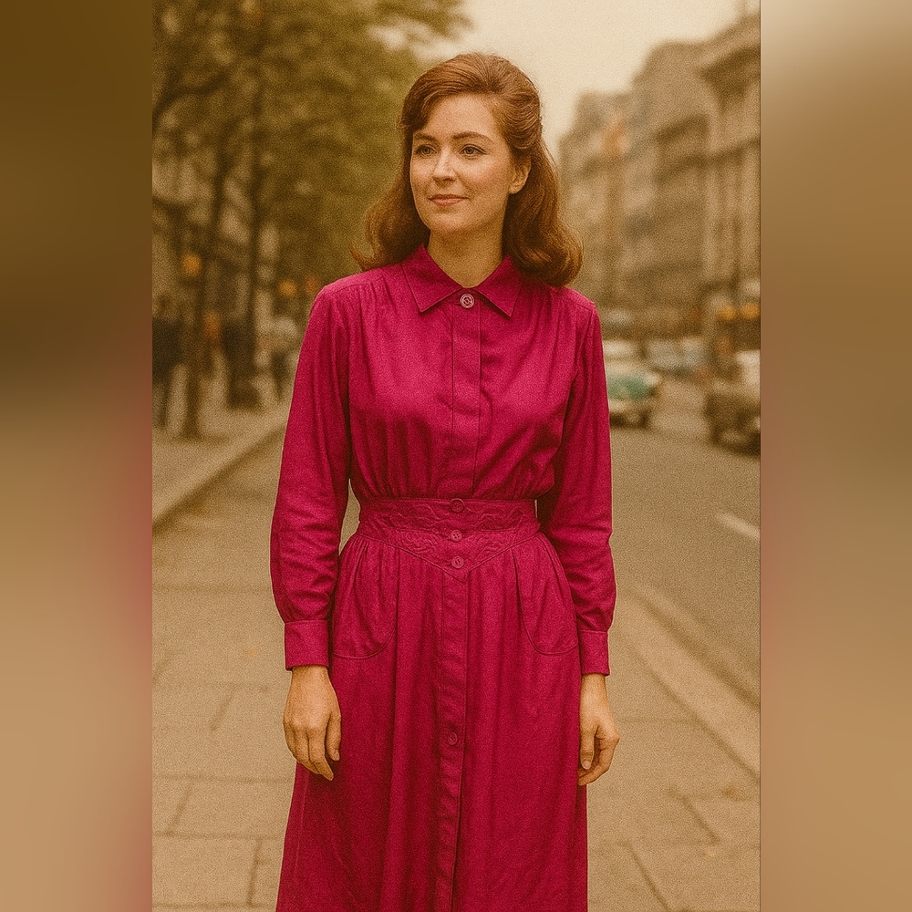 Vintage Susan Bennett Elegant Pink Women's Midi Dress